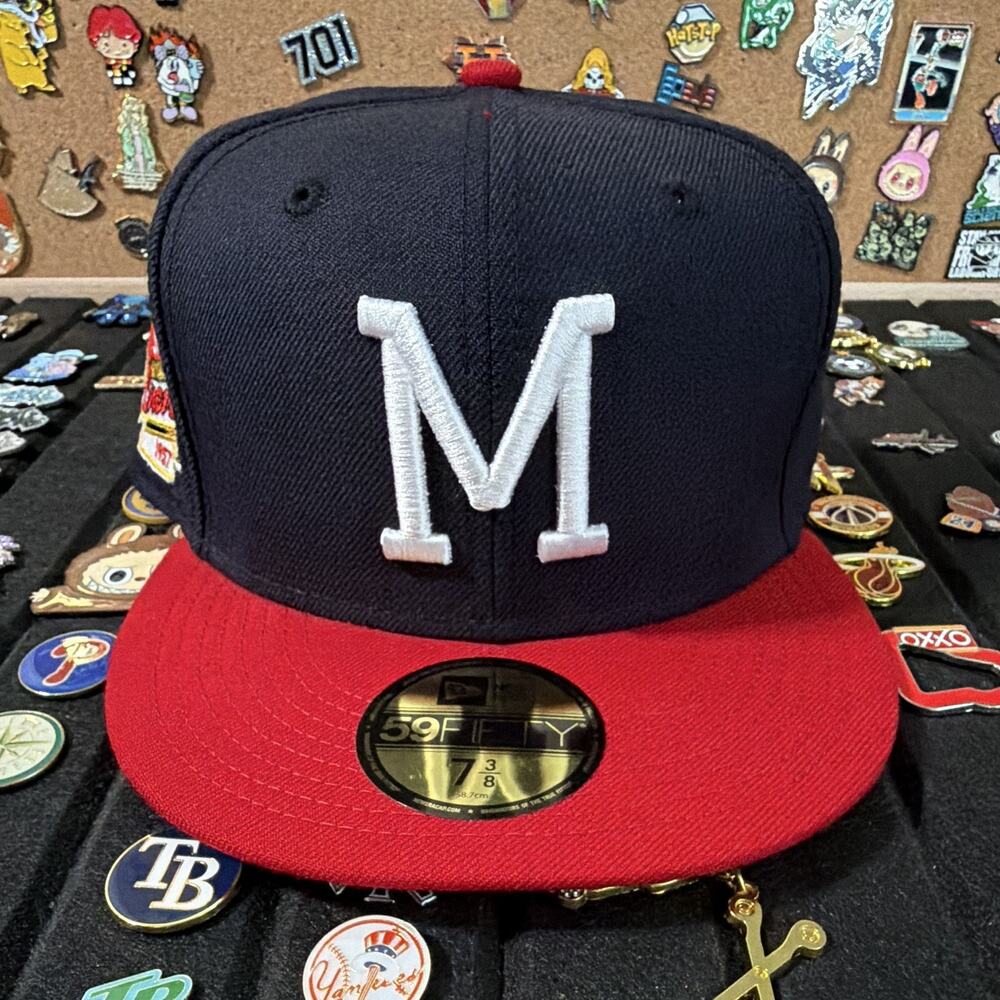 New Era 59FIFTY Milwaukee Braves 1957 World Series Navy/Red Fitted Cap 7 3/8